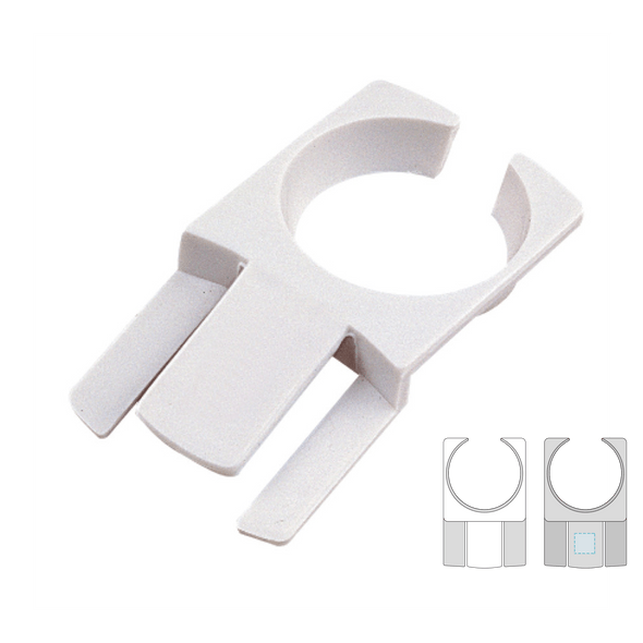 Porte-gobelet à fixer sur une assiette en plastique blanc Porte-gobelet à fixer sur une assiette en plastique blanc